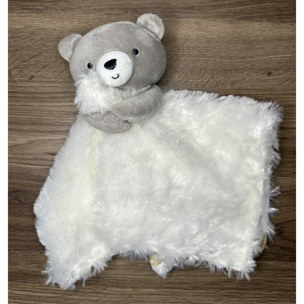 Carter's Just One You Security Blanket Plush Gray Bear Minky Clouds Lovey White